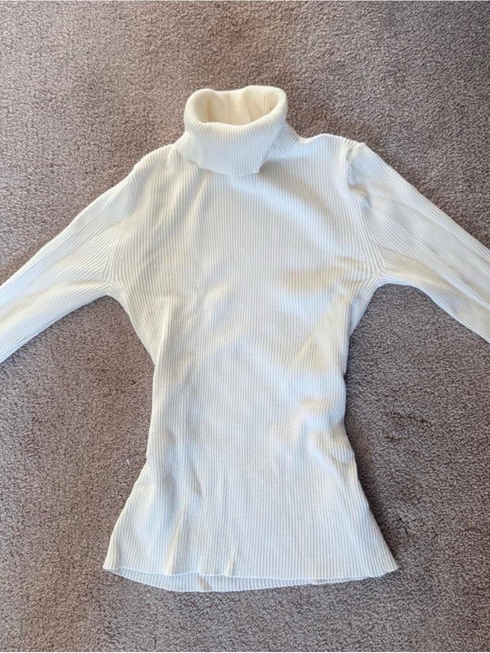Nine West Cream Ribbed Turtleneck Sweater